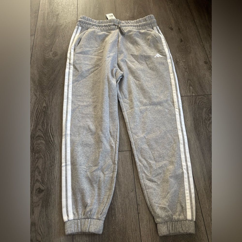 Adidas woman’s  Gray Sweatpants with White Stripes